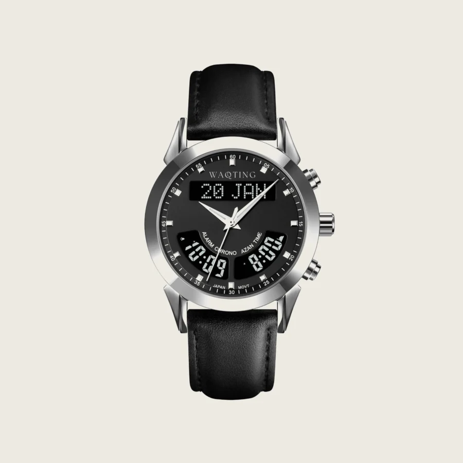 Sahara Black Leather Muslim Watch
