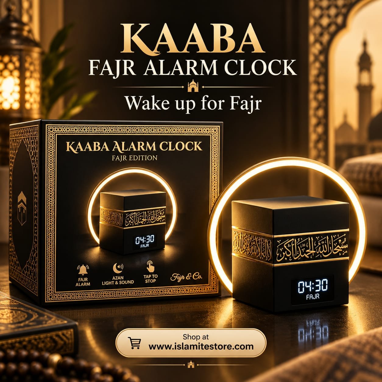 The Fajr Alarm Clock™ — Kaaba-Inspired Luminous Clock