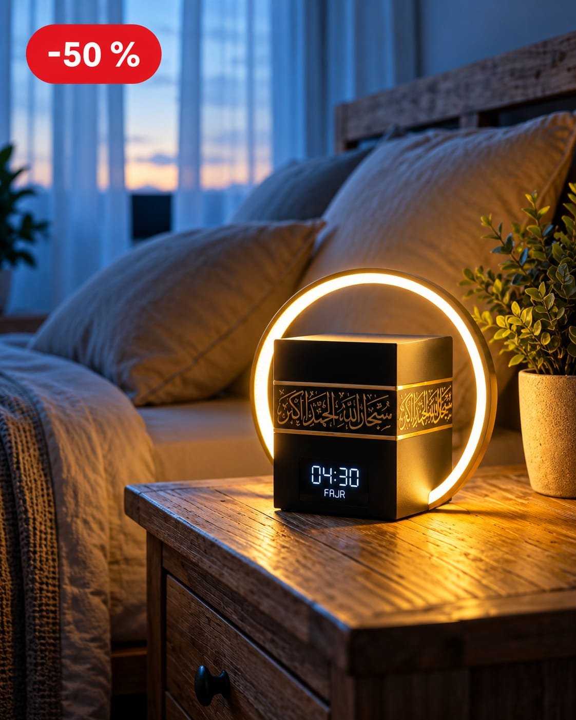 The Fajr Alarm Clock™ — Kaaba-Inspired Luminous Clock